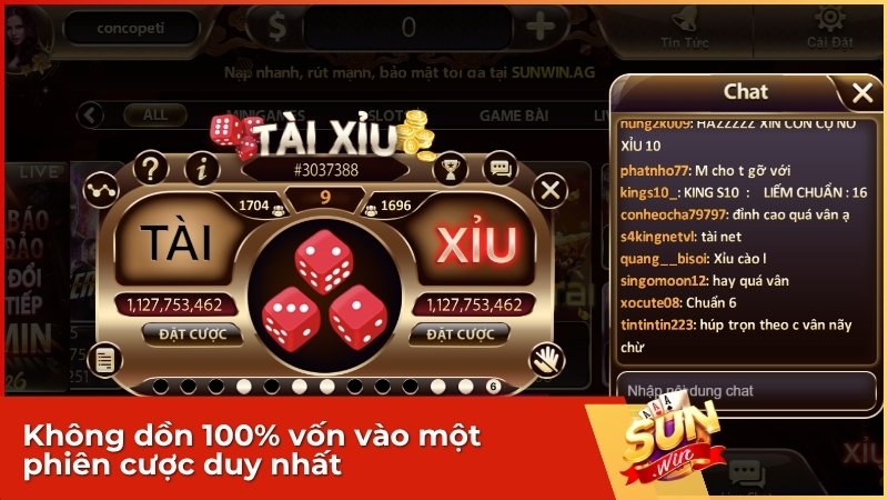 Không dồn 100% vốn vào một phiên cược duy nhất